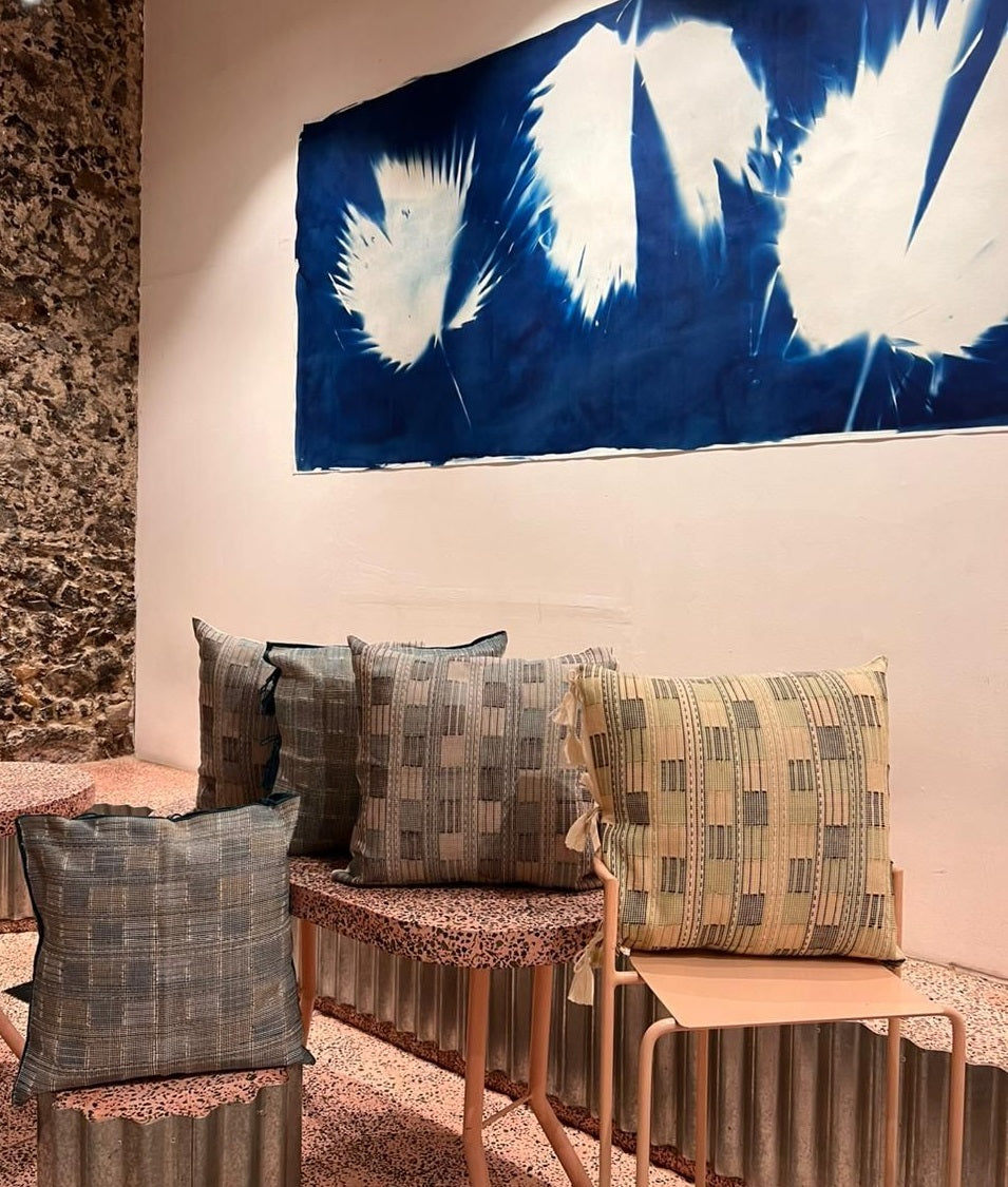 Cojín Telar de Cintura Brocado Vasarely