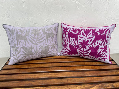 Cojín Otomí Bordado Flora y Fauna