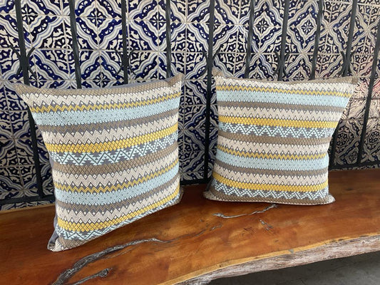 Cojín Telar de Cintura Brocado Combinación Zig Zag