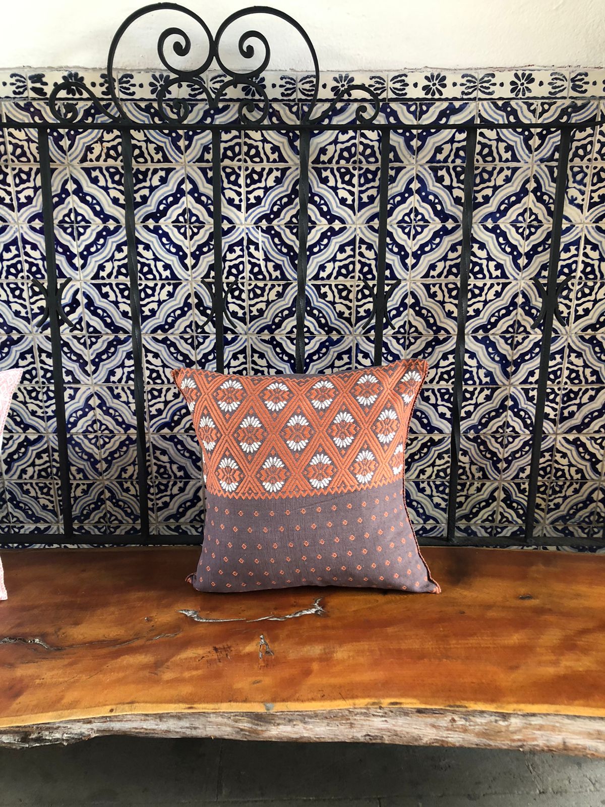 Cojín Telar de Cintura Brocado Flor y Canto